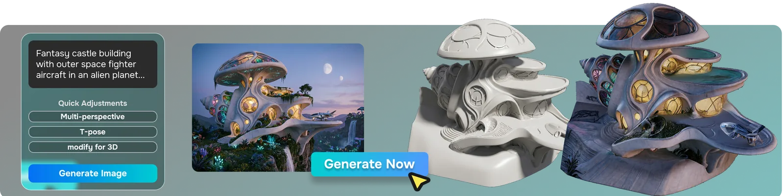 V2Fun API capability panorama — text-to-3D, image-to-3D, PBR texturing, video mocap, and animation retargeting