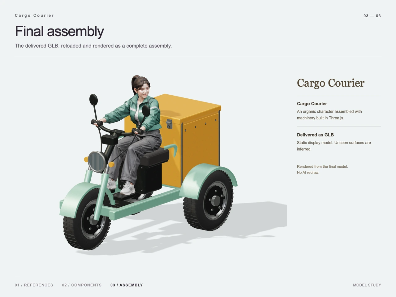 Build a Cargo Courier Tricycle with GPT-6 Astra and V2Fun - final 3D result