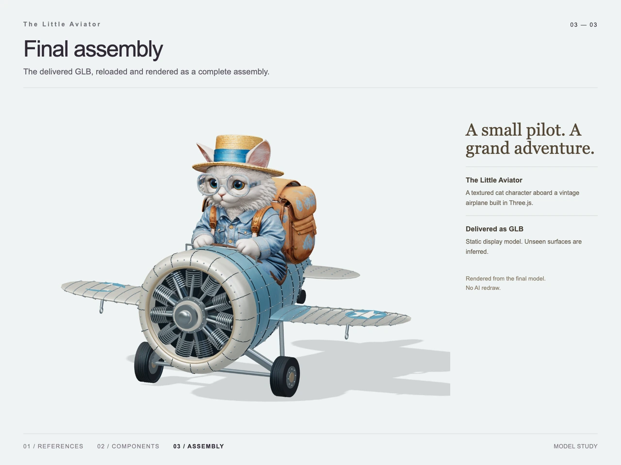 Cat Aviator 3D Workflow with GPT-6 Astra and V2Fun - final 3D result