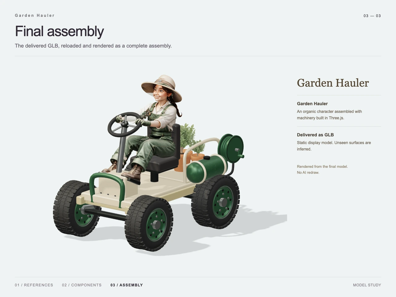 Garden Hauler 3D Workflow with GPT-6 Astra and V2Fun - final 3D result