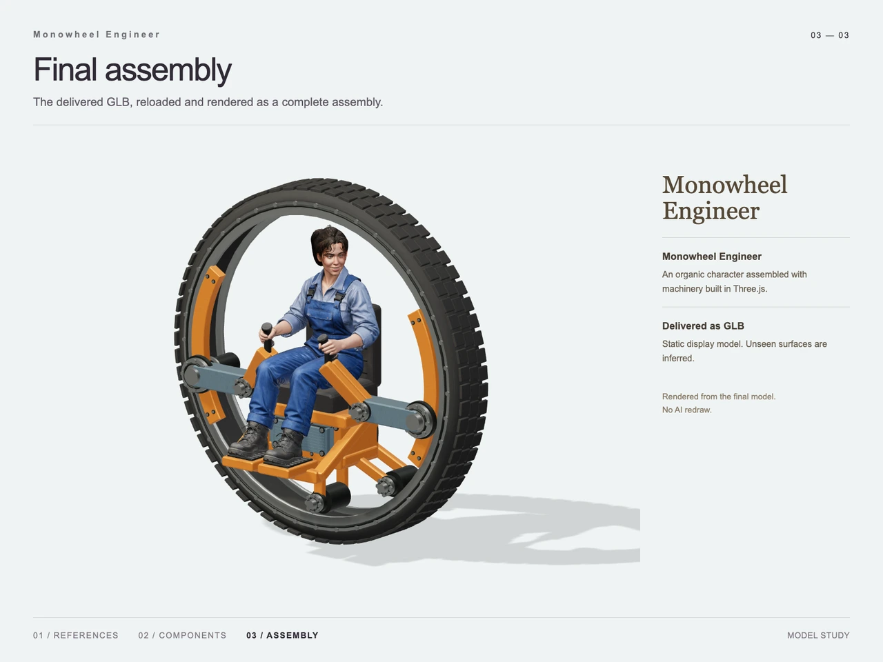 Monowheel Engineer: GPT-6 Astra and V2Fun 3D Workflow - final 3D result