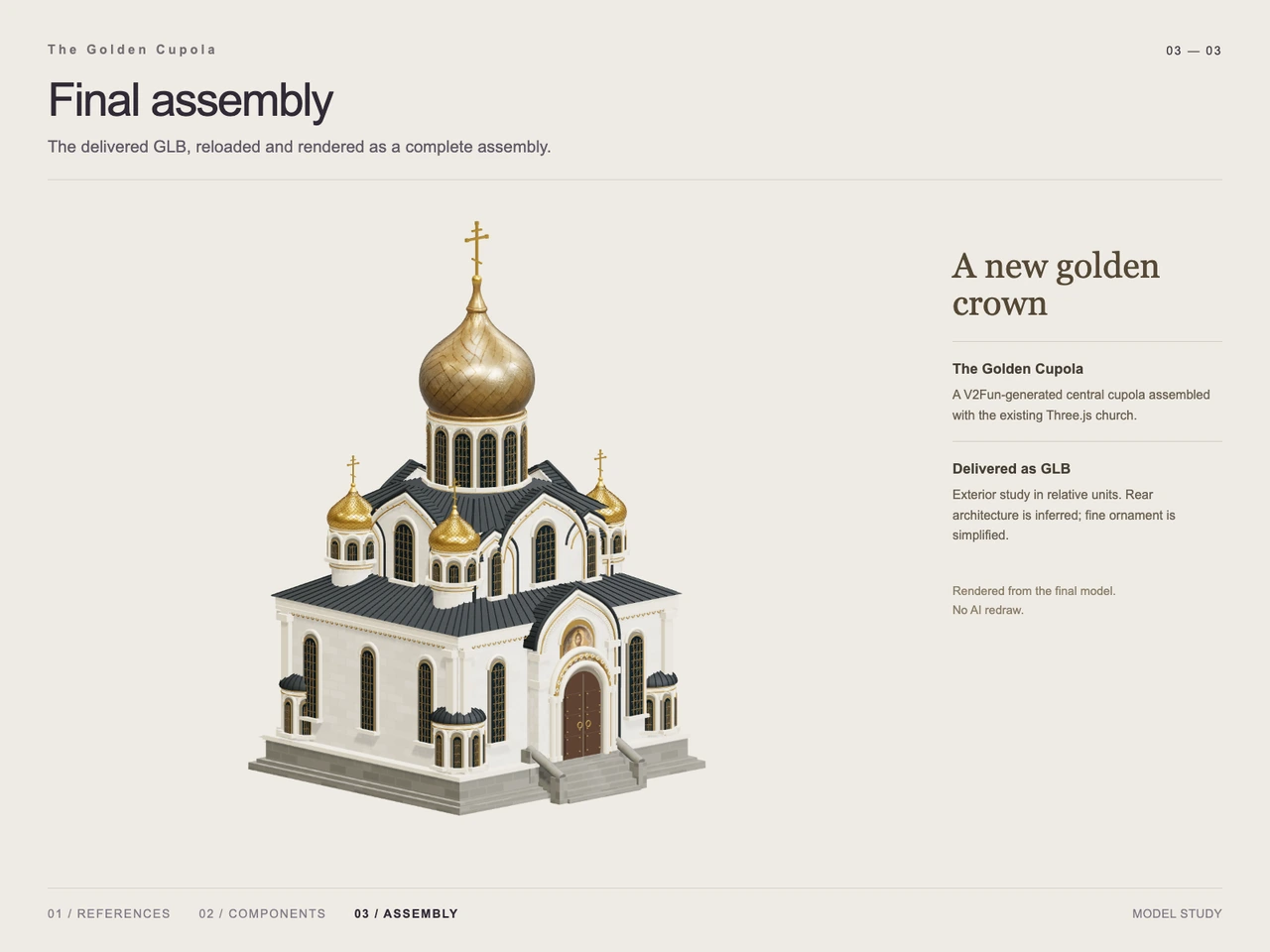 Orthodox Church 3D Modeling with GPT-6 Astra and V2Fun - final 3D result