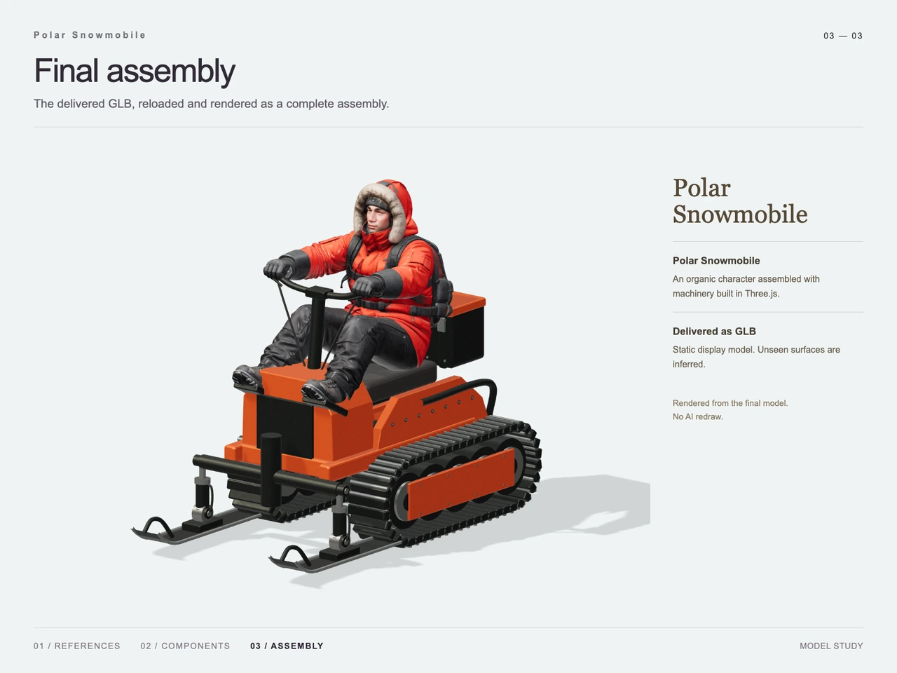 Build a Polar Researcher Snowmobile with GPT-6 Astra and V2Fun - final 3D result