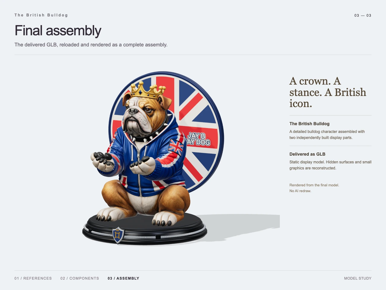 Build a Royal British Bulldog Collectible with GPT-6 Astra and V2Fun - final 3D result