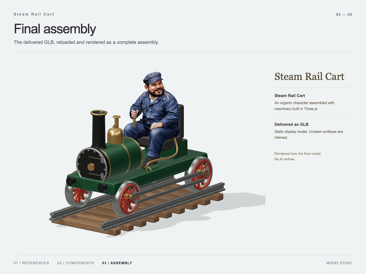 Build a Steam Rail Cart with GPT-6 Astra and V2Fun - final 3D result
