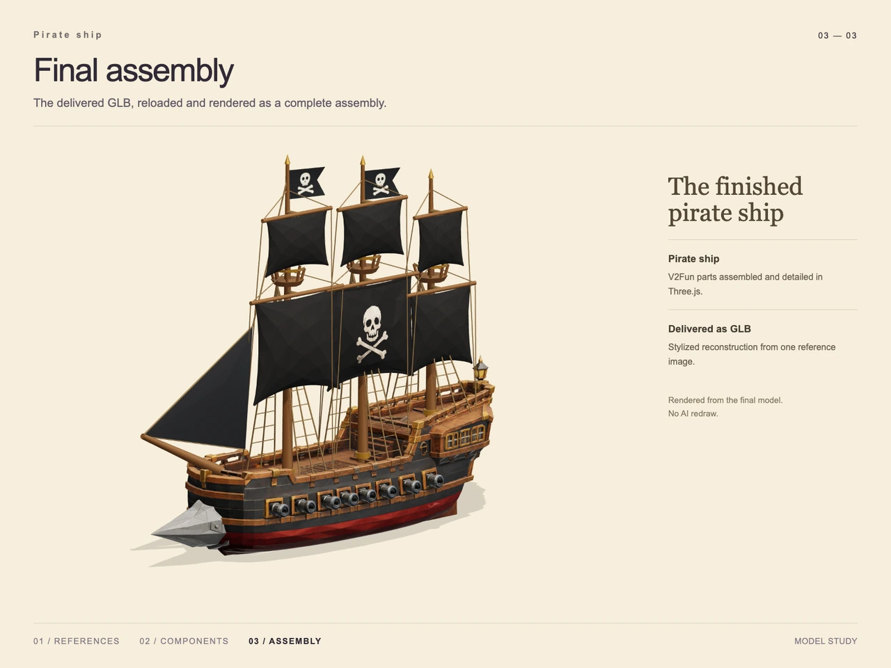Build a Three-Masted Pirate Ship with GPT-6 Astra and V2Fun - final 3D result