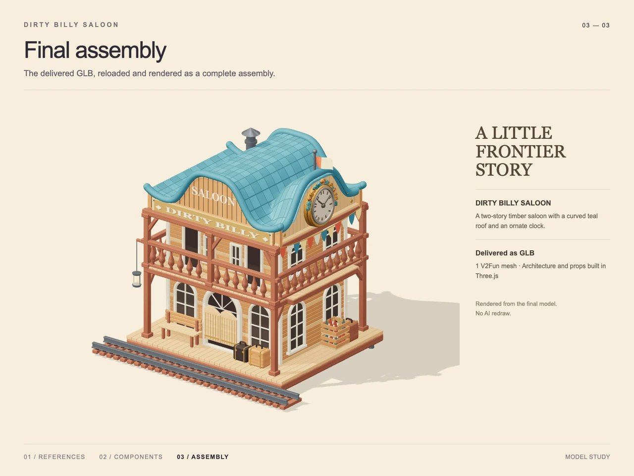Build a Western Saloon Miniature with GPT-6 Astra and V2Fun - final 3D result