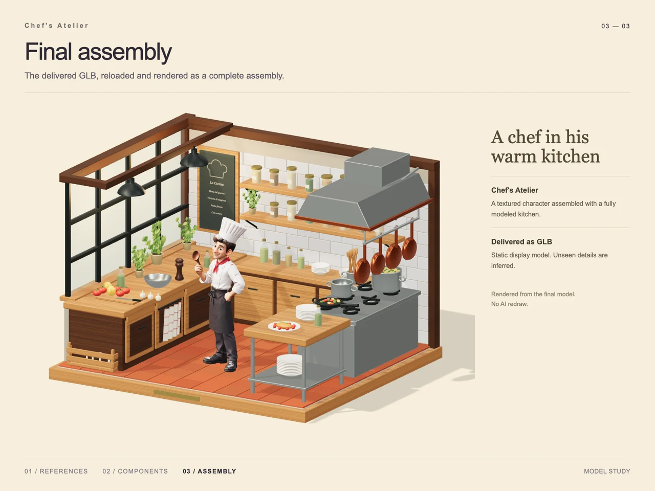 Build a Stylized Chef Kitchen with GPT-6 Astra and V2Fun - interactive 3D model preview