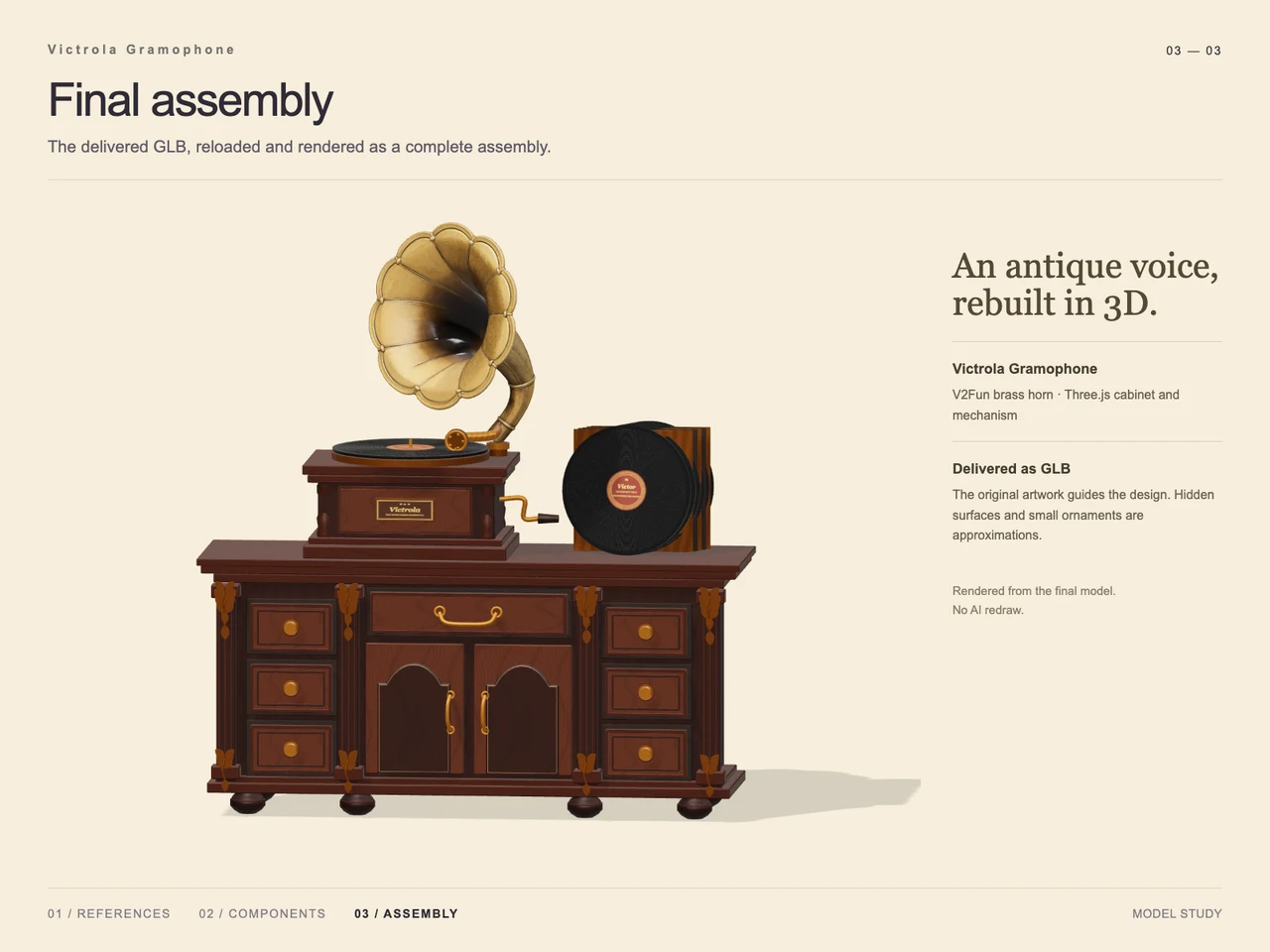 Build a Stylized Gramophone with GPT-6 Astra and V2Fun - interactive 3D model preview